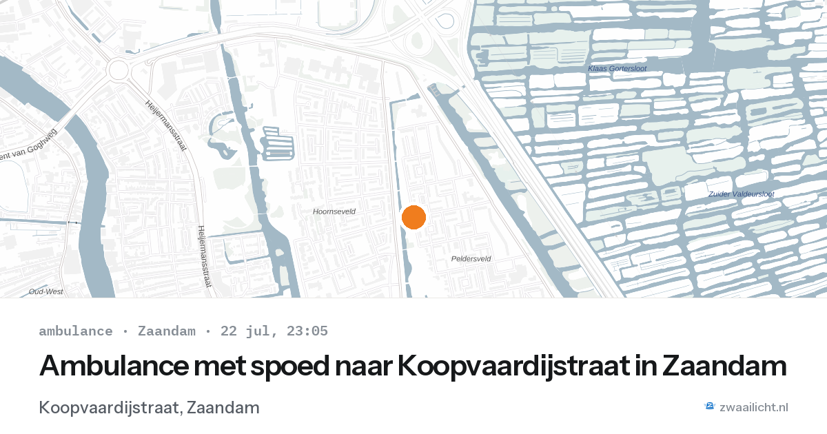 Ambulance met spoed naar Koopvaardijstraat in Zaandam — 22 jul 2026