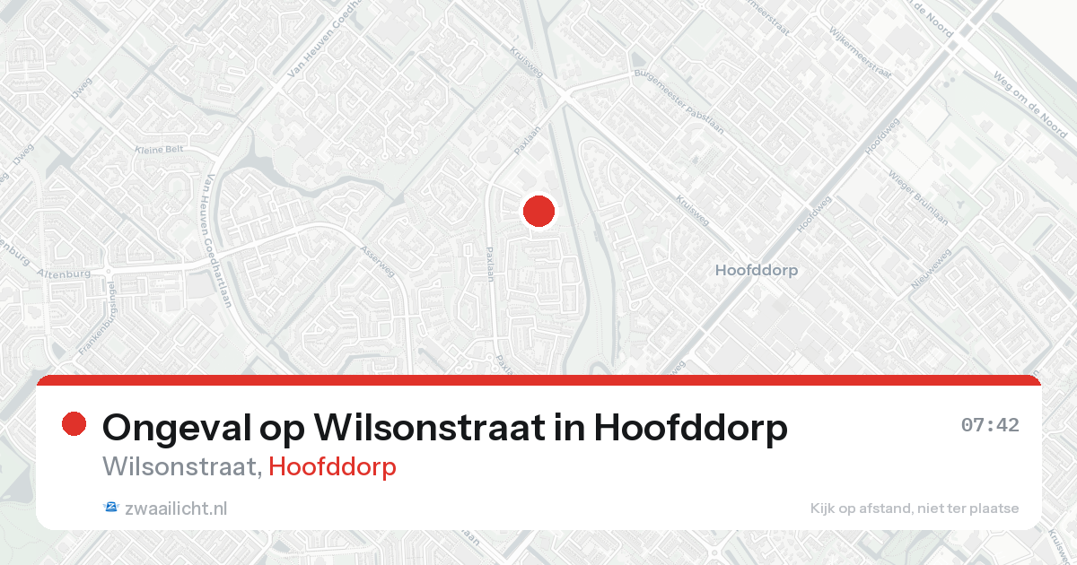 Ongeval op Wilsonstraat in Hoofddorp — 19 aug 2026