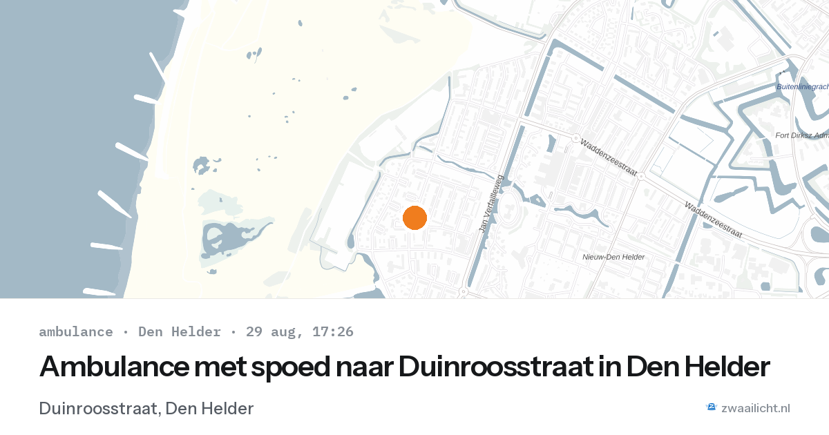 Ambulance met spoed naar Duinroosstraat in Den Helder — 29 aug 2026
