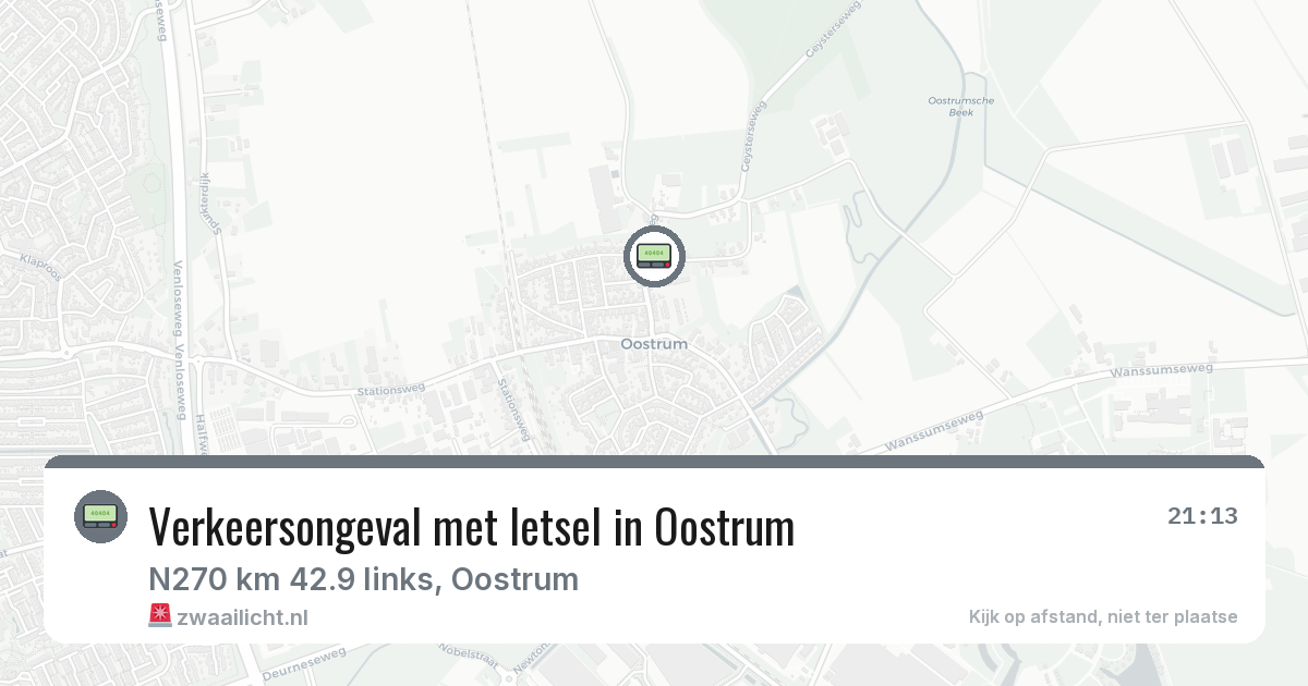 Verkeersongeval met letsel in Oostrum — 7 aug 2026