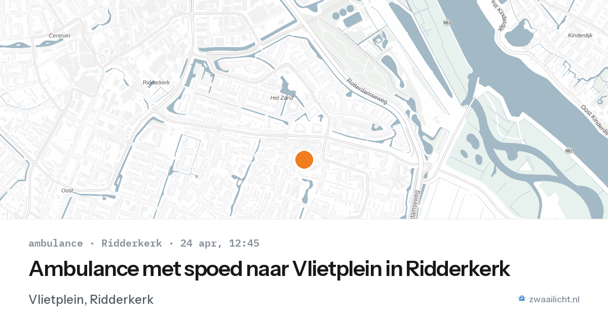 Ambulance met spoed naar Vlietplein in Ridderkerk — 24 apr 2026