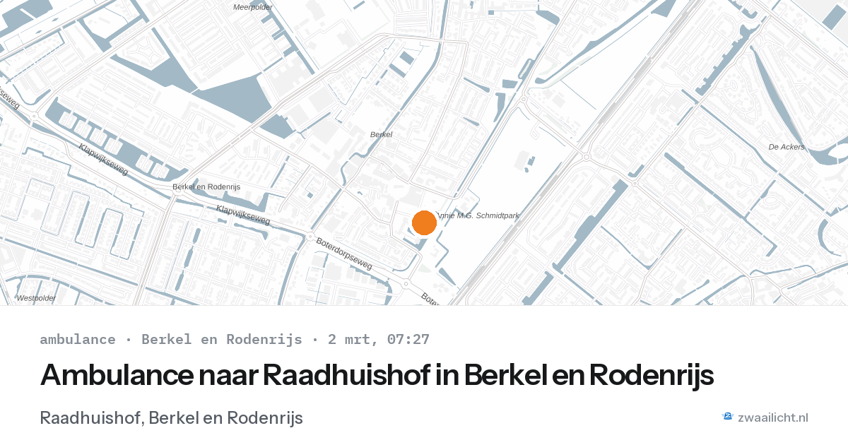 Ambulance naar Raadhuishof in Berkel en Rodenrijs — 2 mrt 2026