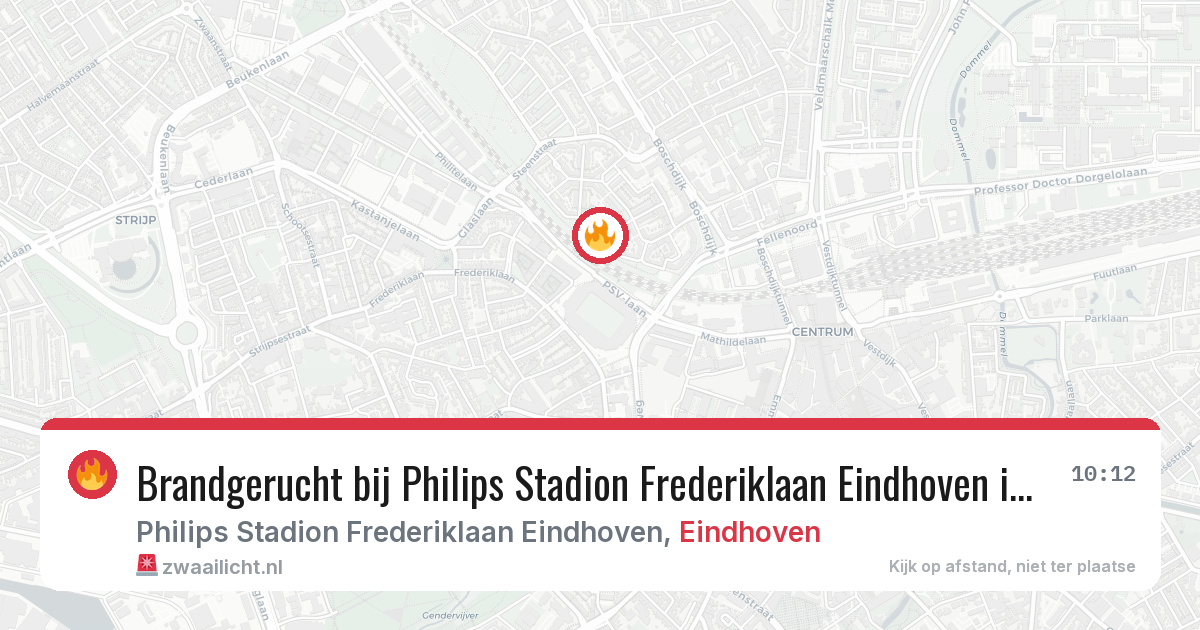 Brandgerucht bij Philips Stadion Frederiklaan Eindhoven in Eindhoven — 7 aug 2026