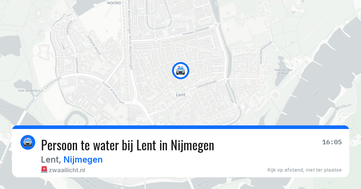 Persoon te water bij Lent in Nijmegen — 10 mei 2026
