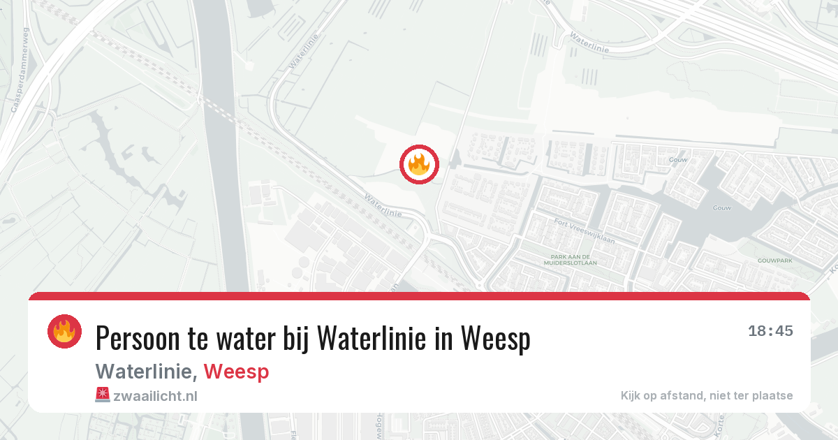 Persoon te water bij Waterlinie in Weesp — 4 apr 2026