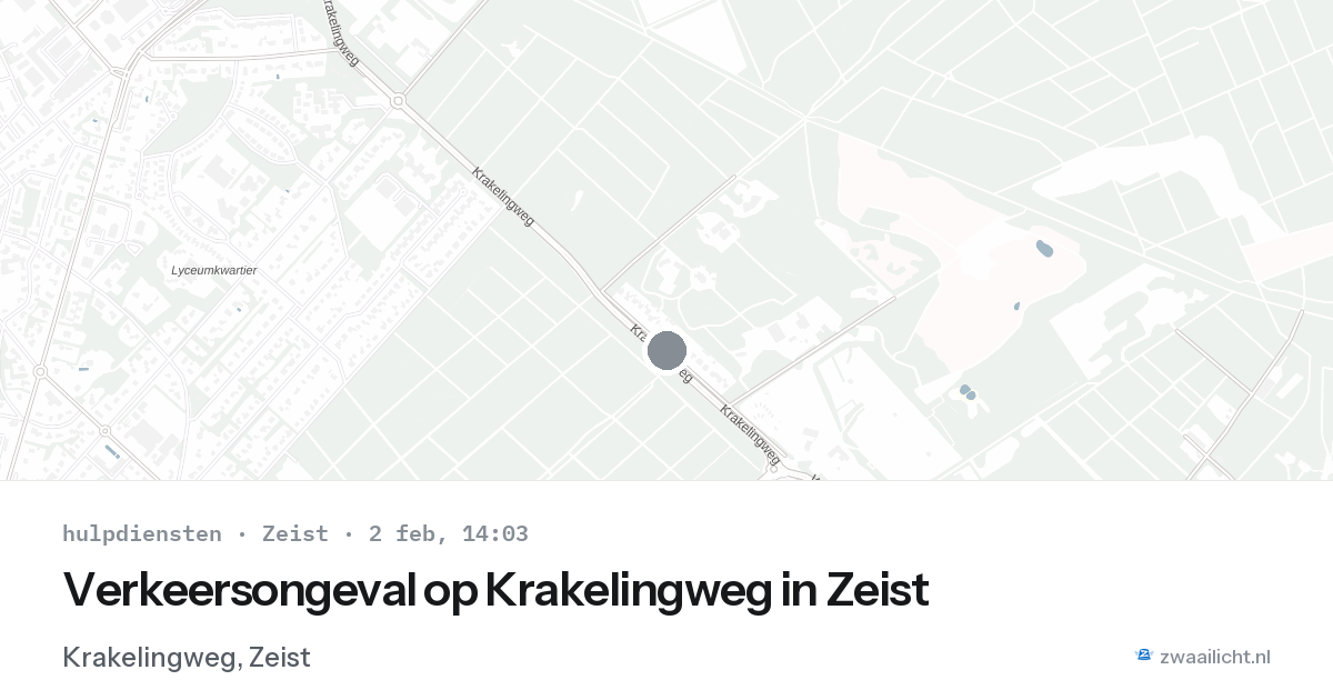 Verkeersongeval op Krakelingweg in Zeist — 2 feb 2026