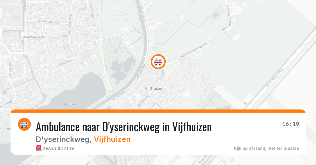 Ambulance naar D'yserinckweg in Vijfhuizen — 14 mei 2026