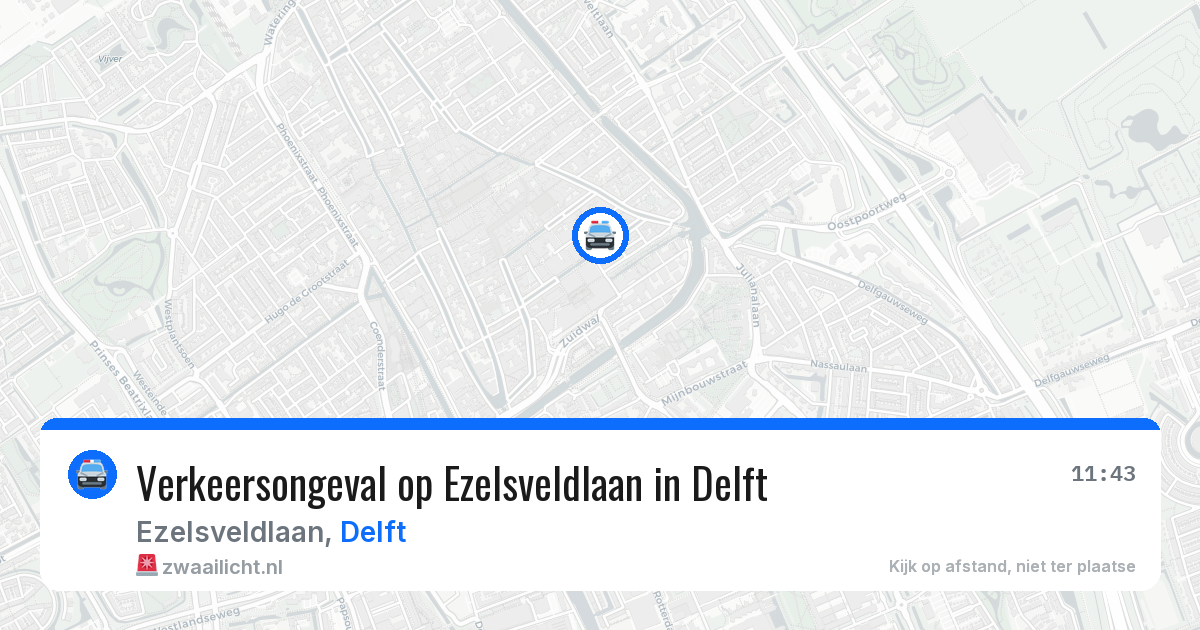 Verkeersongeval op Ezelsveldlaan in Delft — 27 jun 2026