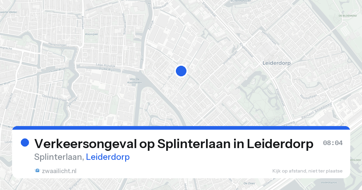 Verkeersongeval op Splinterlaan in Leiderdorp — 20 aug 2026