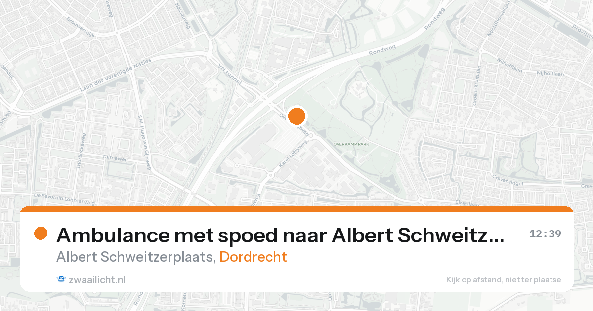 Ambulance met spoed naar Albert Schweitzerplaats in Dordrecht — 22 aug 2026