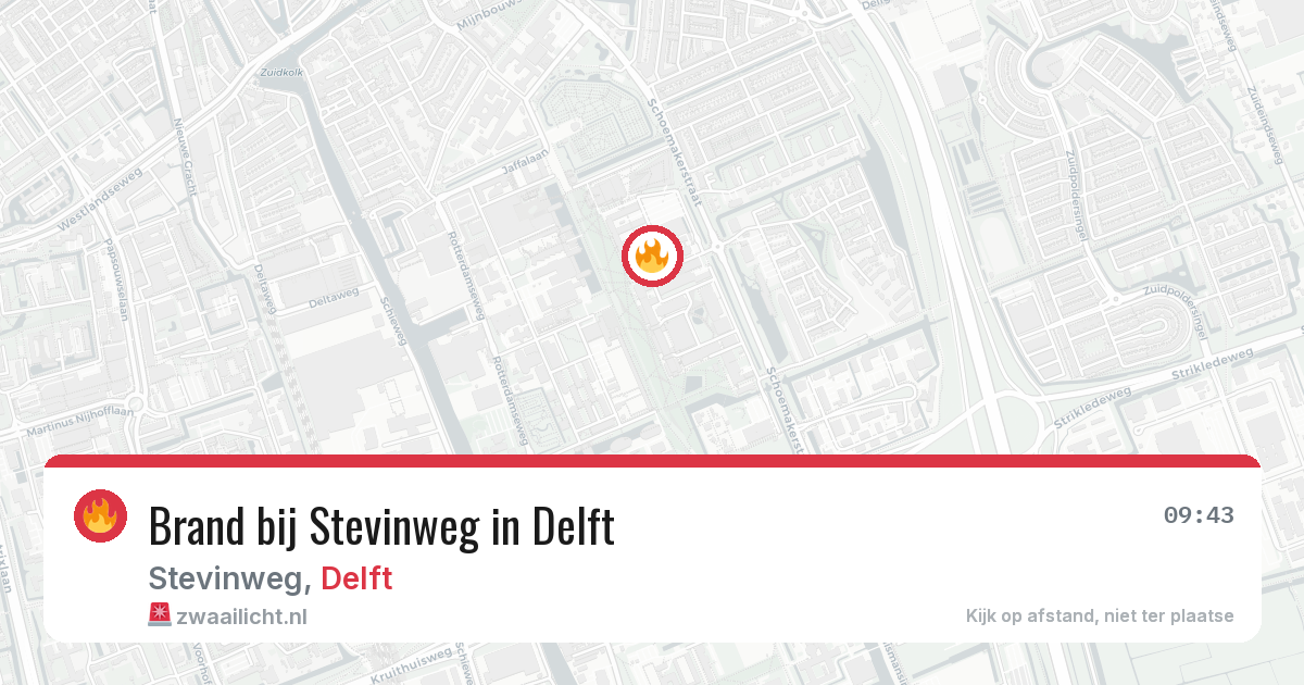 Brand bij Stevinweg in Delft — 17 jul 2026