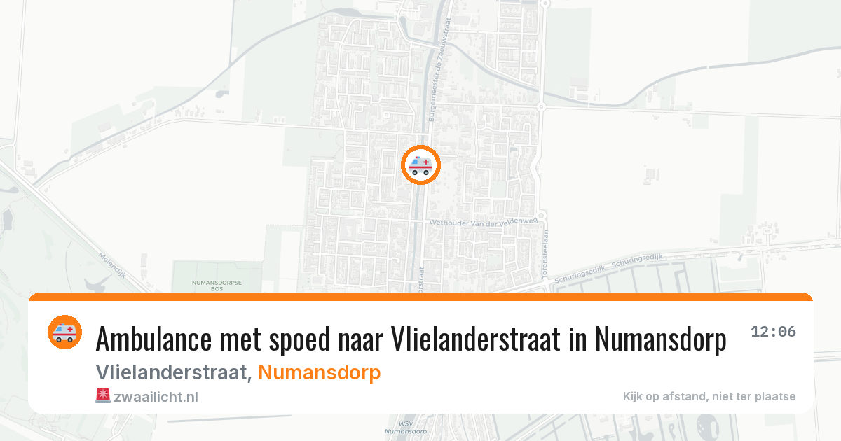 Ambulance met spoed naar Vlielanderstraat in Numansdorp — 13 mei 2026