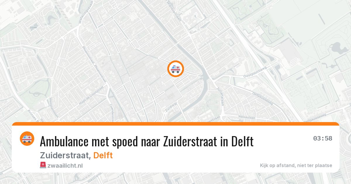 Ambulance met spoed naar Zuiderstraat in Delft — 22 apr 2026