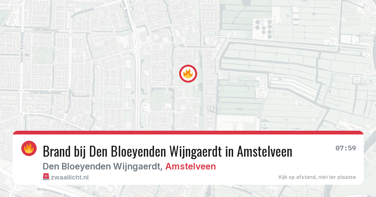 Brand bij Den Bloeyenden Wijngaerdt in Amstelveen — 19 jul 2026