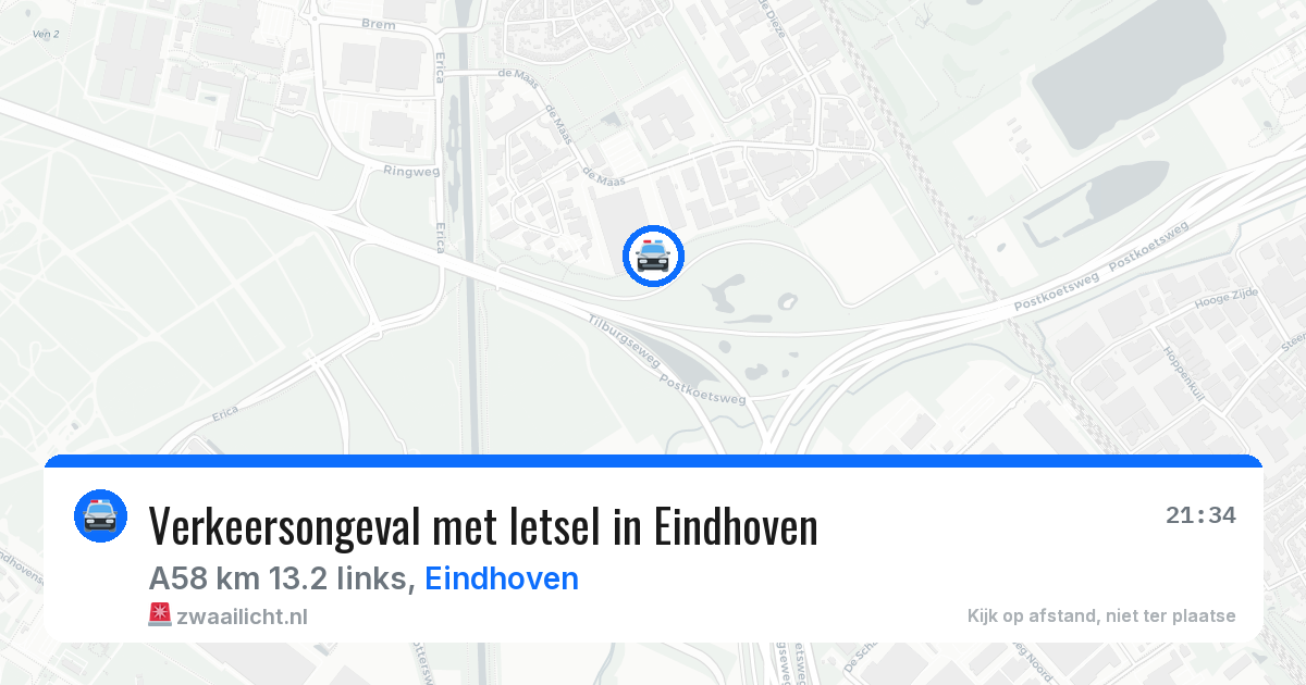 Verkeersongeval met letsel in Eindhoven — 14 aug 2026