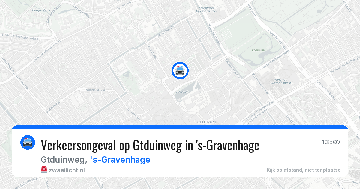 Verkeersongeval op Gtduinweg in 's-Gravenhage — 21 jun 2026