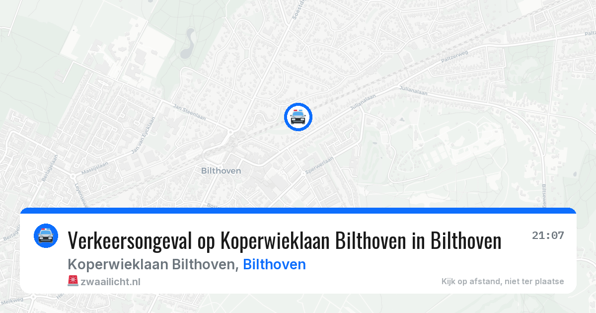 Verkeersongeval op Koperwieklaan Bilthoven in Bilthoven — 22 jun 2026