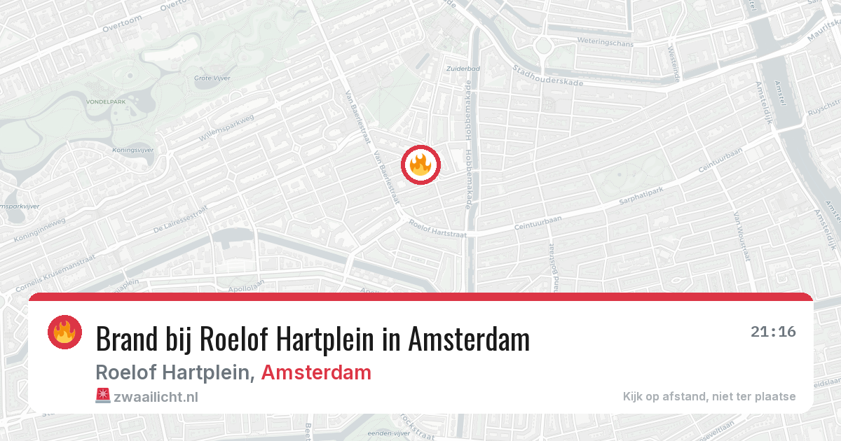 Brand bij Roelof Hartplein in Amsterdam — 29 jun 2026