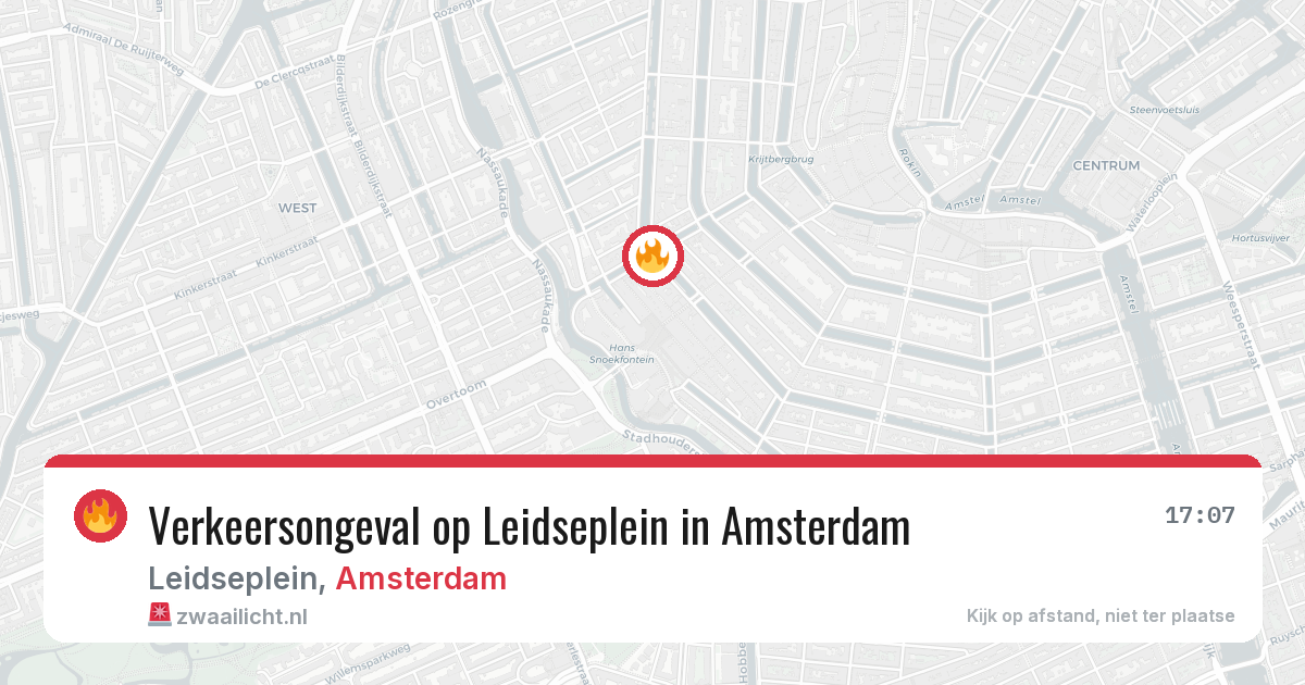 Verkeersongeval op Leidseplein in Amsterdam — 7 mei 2026