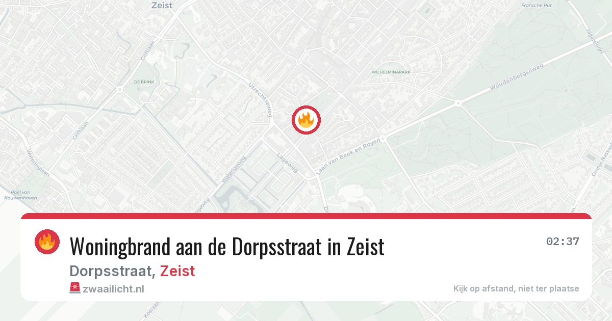 Woningbrand aan de Dorpsstraat in Zeist — 1 mei 2026