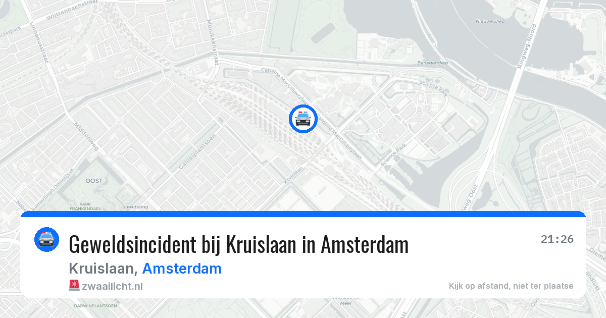 Geweldsincident bij Kruislaan in Amsterdam — 18 jul 2026
