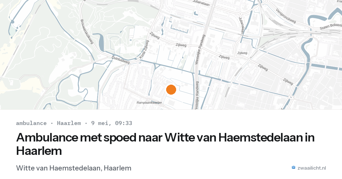 Ambulance met spoed naar Witte van Haemstedelaan in Haarlem — 9 mei 2026
