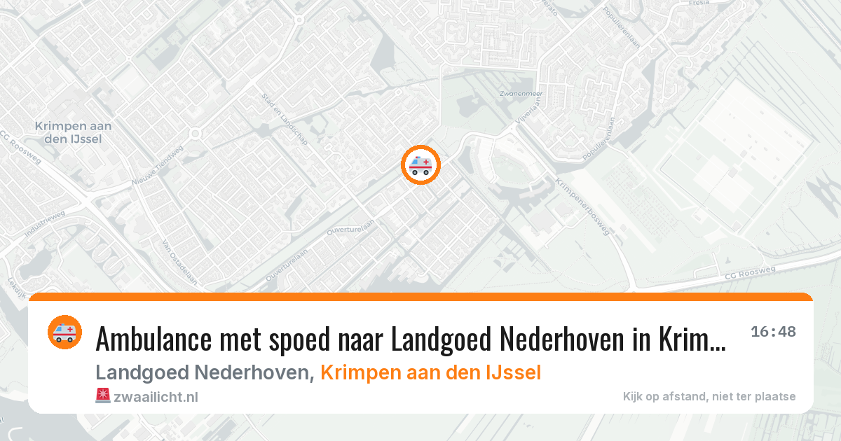 Ambulance met spoed naar Landgoed Nederhoven in Krimpen aan den IJssel — 3 jul 2026