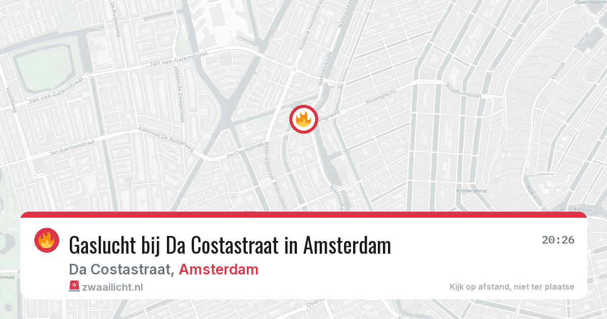 Gaslucht bij Da Costastraat in Amsterdam — 22 apr 2026