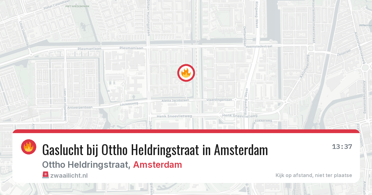 Gaslucht bij Ottho Heldringstraat in Amsterdam — 3 aug 2026