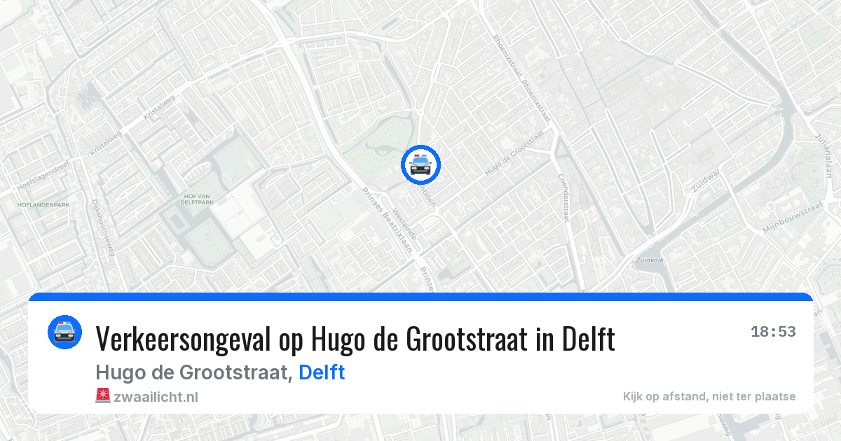Verkeersongeval op Hugo de Grootstraat in Delft — 6 mei 2026