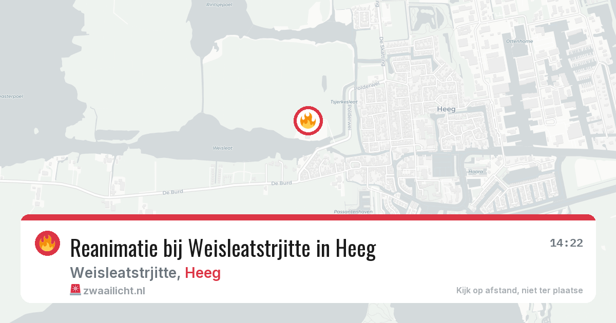 Reanimatie bij Weisleatstrjitte in Heeg — 6 apr 2026