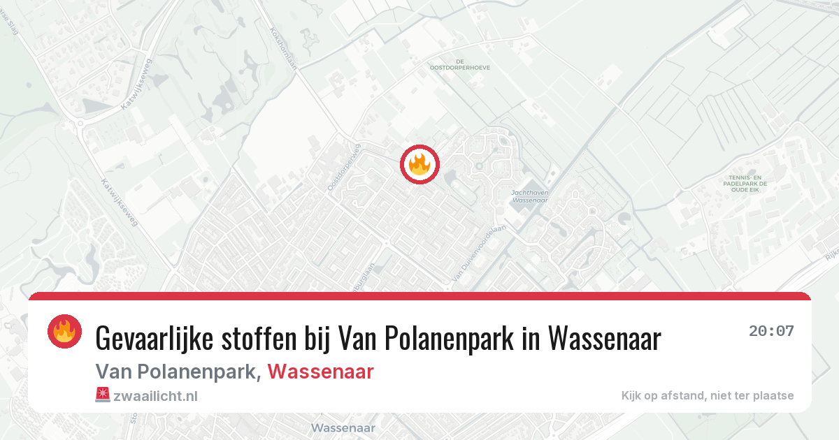 Gevaarlijke stoffen bij Van Polanenpark in Wassenaar — 20 jun 2026