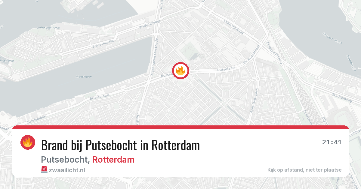 Brand bij Putsebocht in Rotterdam — 21 jun 2026