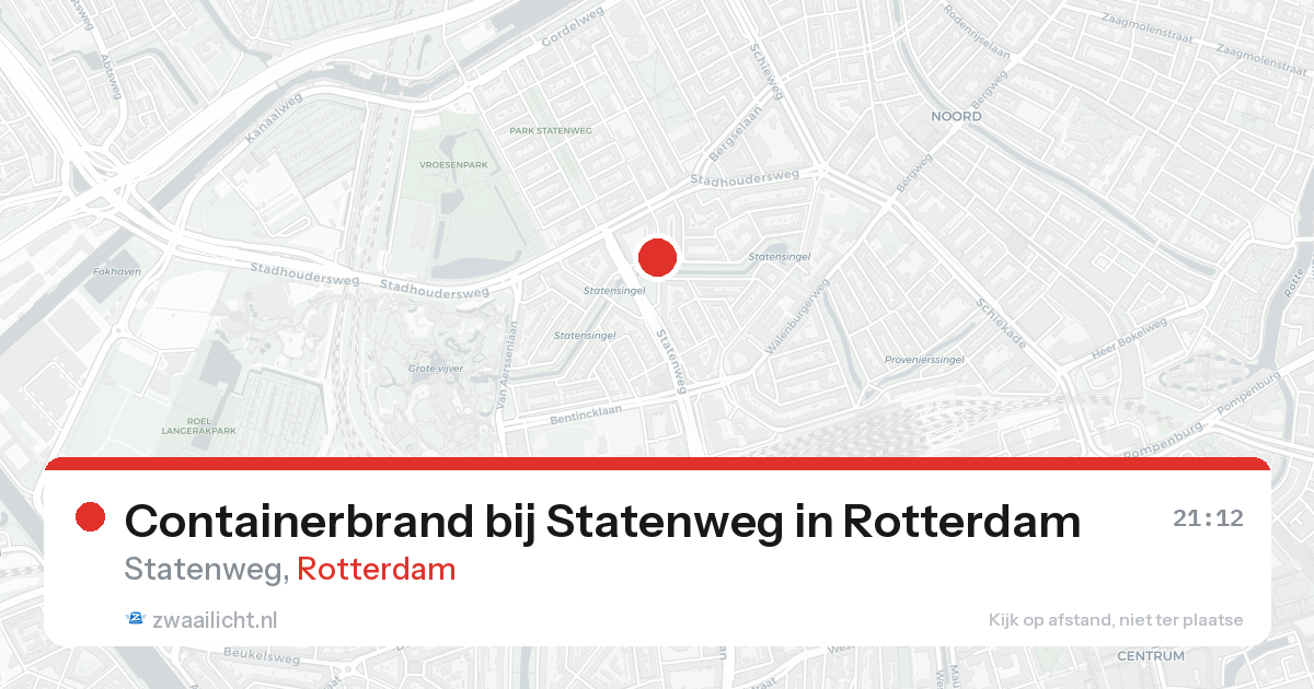 Containerbrand bij Statenweg in Rotterdam — 16 aug 2026