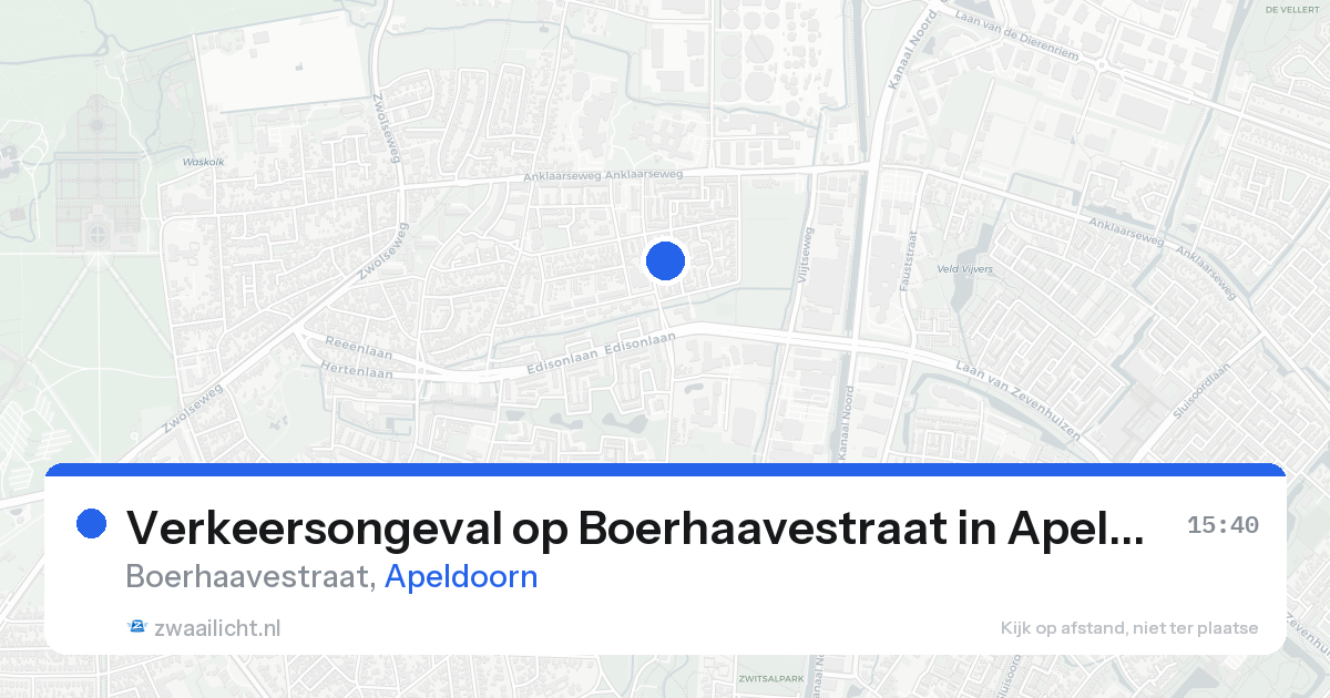 Verkeersongeval op Boerhaavestraat in Apeldoorn — 16 aug 2026