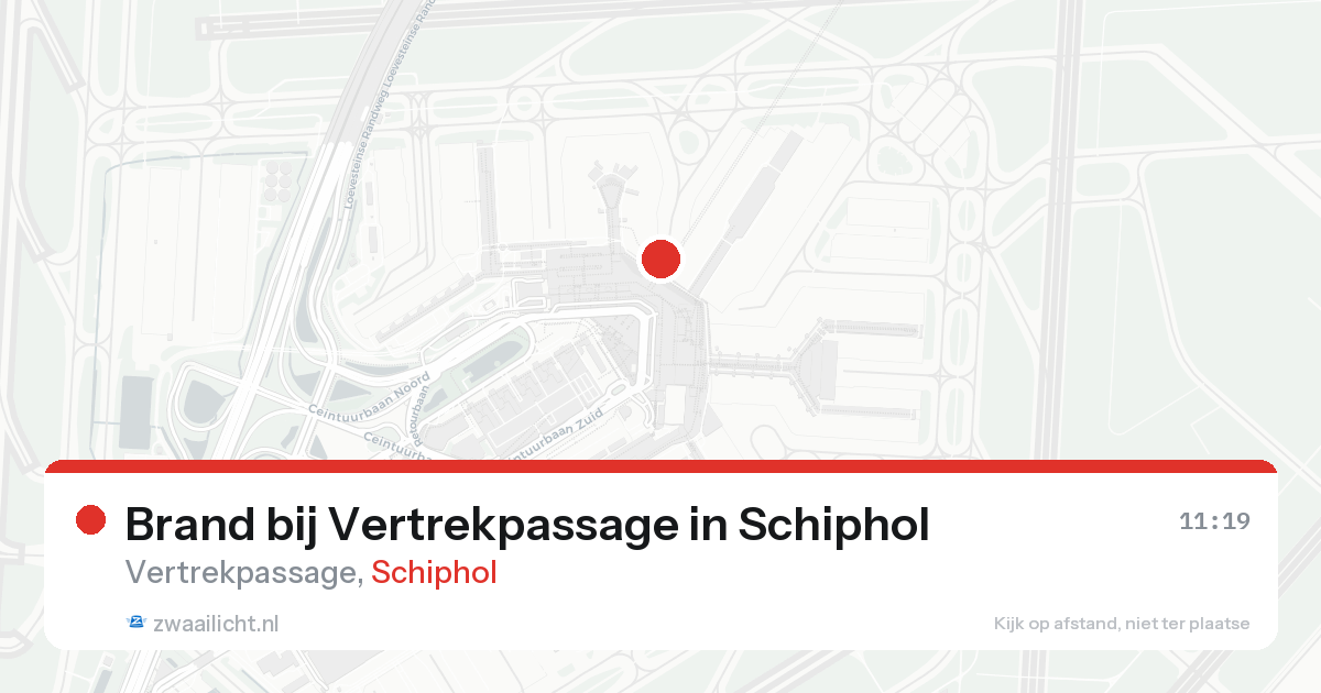Brand bij Vertrekpassage in Schiphol — 15 aug 2026