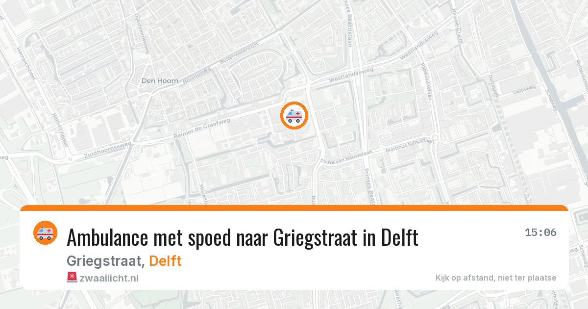 Ambulance met spoed naar Griegstraat in Delft — 13 aug 2026