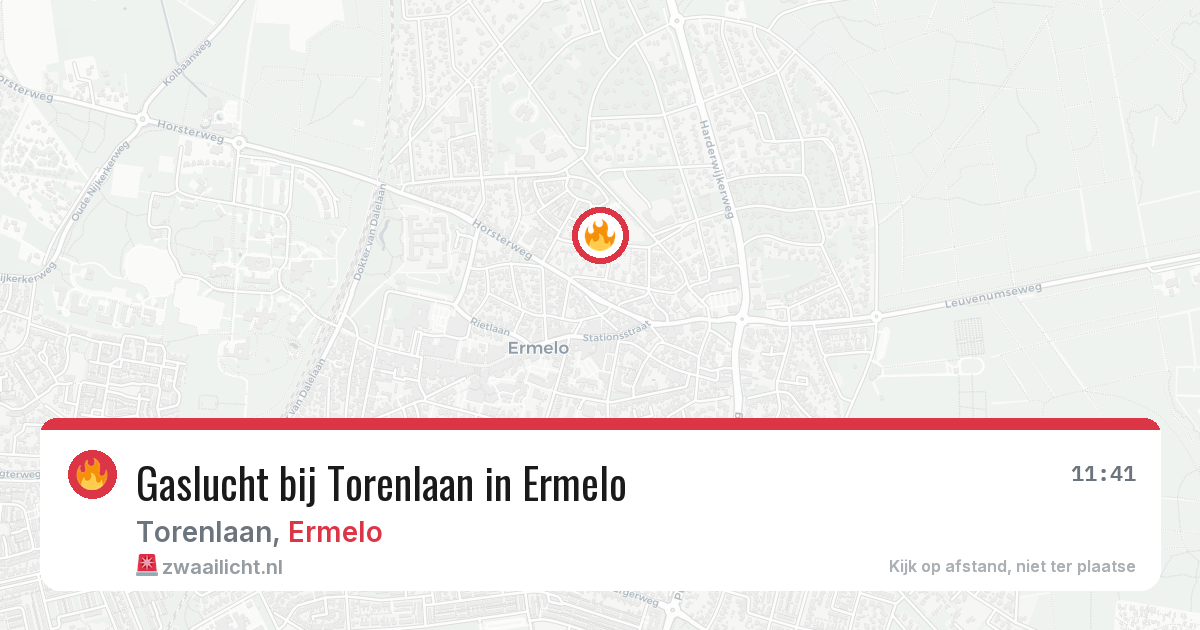 Gaslucht bij Torenlaan in Ermelo — 18 jun 2026
