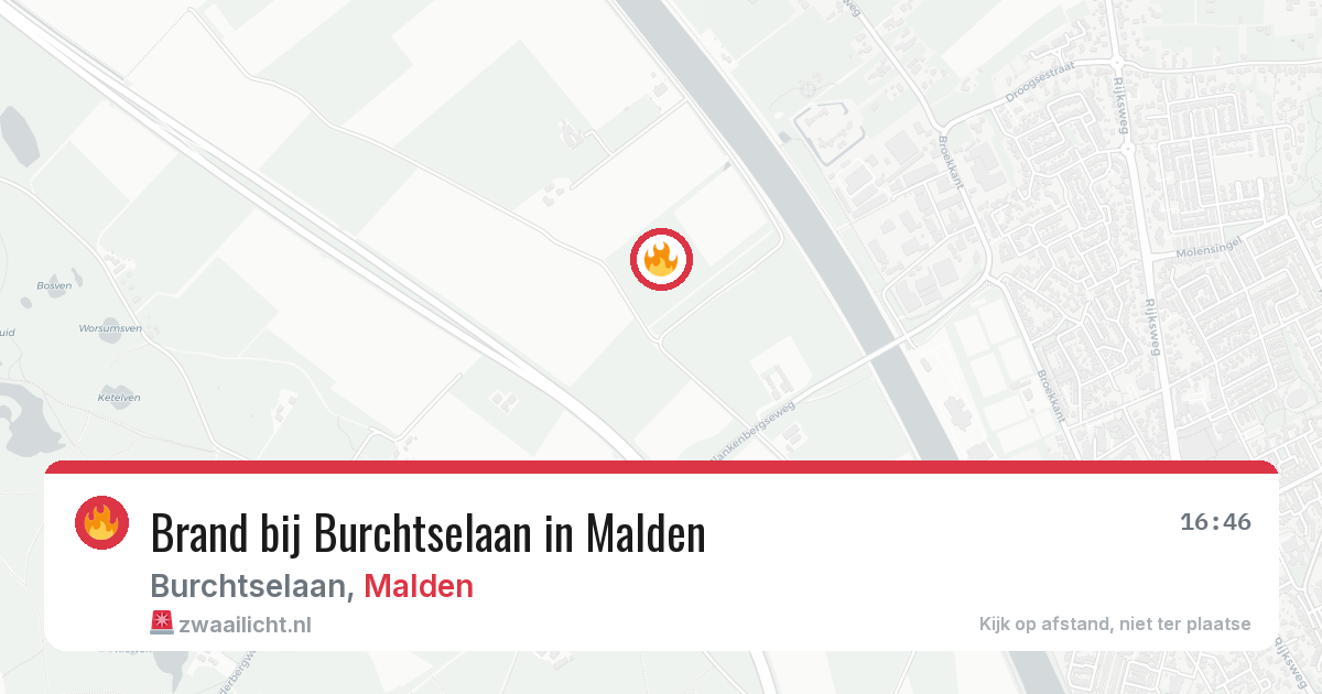 Brand bij Burchtselaan in Malden — 6 aug 2026