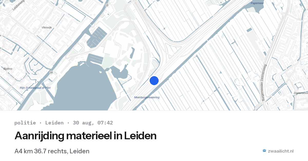 Aanrijding materieel in Leiden — 30 aug 2026