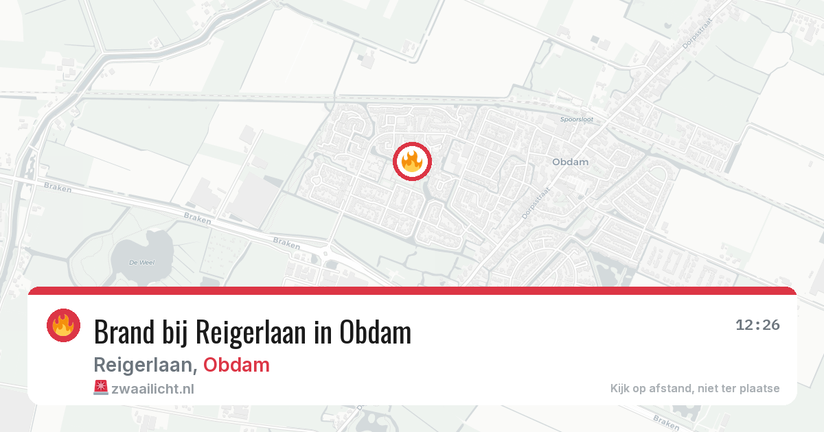 Brand bij Reigerlaan in Obdam — 15 mei 2026