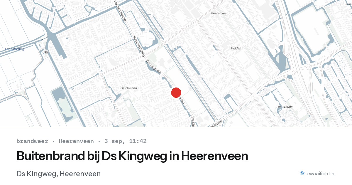 Buitenbrand bij Ds Kingweg in Heerenveen — 3 sep 2026