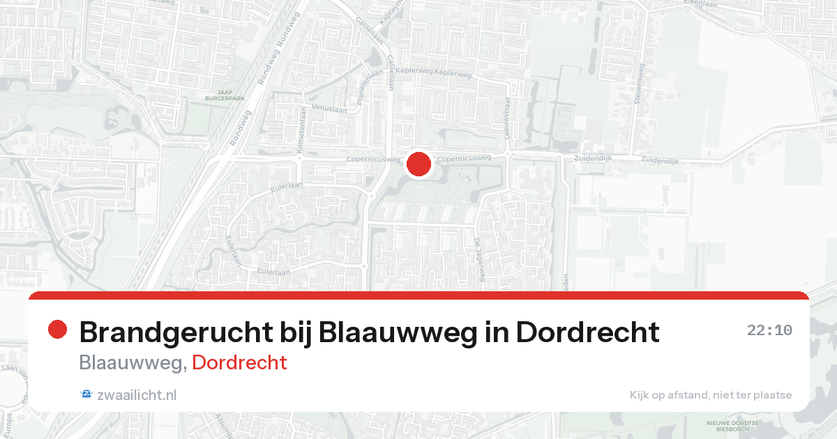 Brandgerucht bij Blaauwweg in Dordrecht — 20 aug 2026