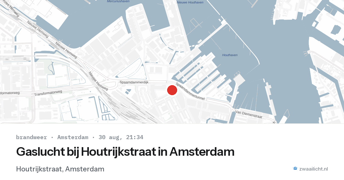 Gaslucht bij Houtrijkstraat in Amsterdam — 30 aug 2026