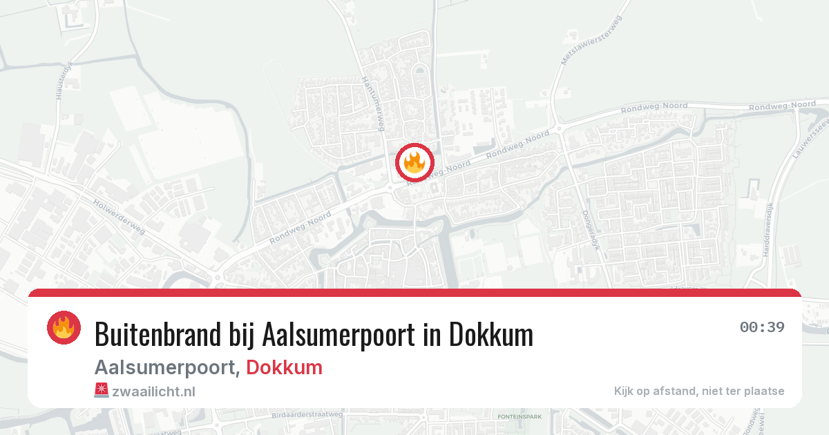 Buitenbrand bij Aalsumerpoort in Dokkum — 27 jun 2026