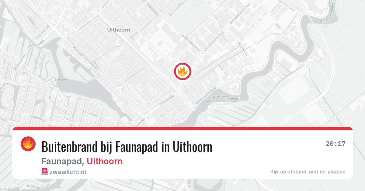 Buitenbrand bij Faunapad in Uithoorn — 6 aug 2026