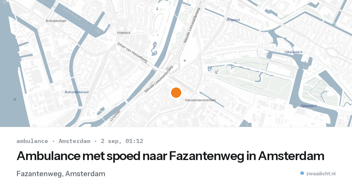 Ambulance met spoed naar Fazantenweg in Amsterdam — 1 sep 2026