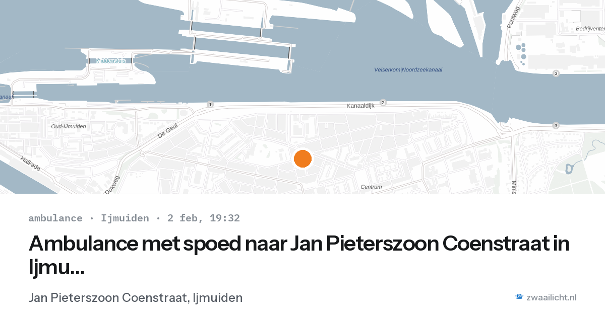 Ambulance met spoed naar Jan Pieterszoon Coenstraat in Ijmuiden — 2 feb 2026