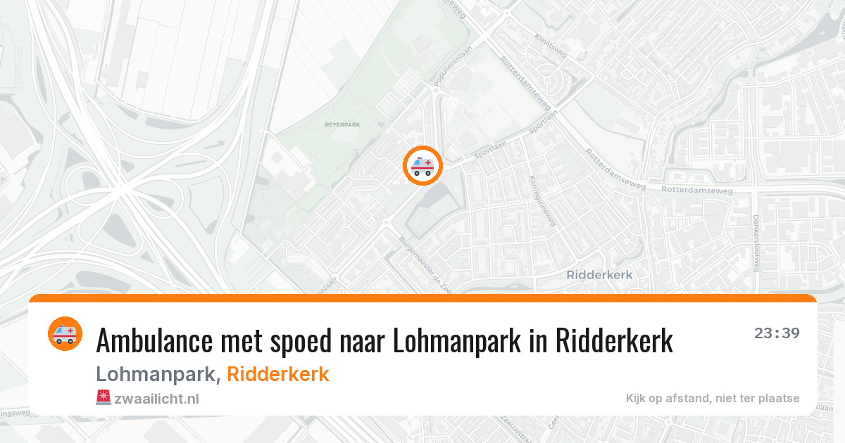 Ambulance met spoed naar Lohmanpark in Ridderkerk — 8 aug 2026