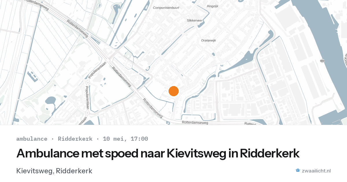 Ambulance met spoed naar Kievitsweg in Ridderkerk — 10 mei 2026